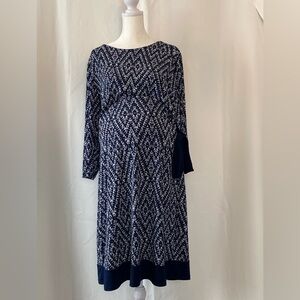 Motherhood Maternity Blue Abstract Pattern Pull On Shift Dress XL Side Tie Cozy